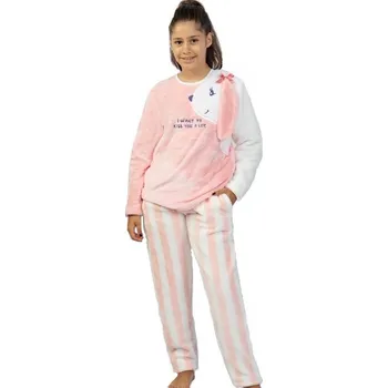 Dívčí pyžamo Dívčí pyžamo extra teplé Pejsek 1T0382 růžová 122-128-7-8-let