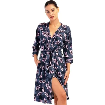 Dámský župan Modrofialový lehký dámský župan lila květy 1G0623 fialová xxl