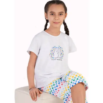 Dívčí pyžamo Šedé i duhové dívčí pyžamo se srdíčky, zamilovaní ježci 1F0864 šedá 134-140-9-10-let