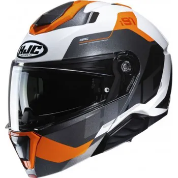 Helma na motorku Výklopná helma HJC i91 Carst MC7 černo-šedo-bílo-oranžová