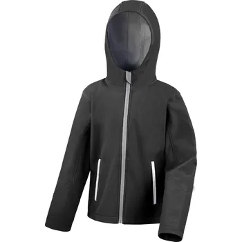 Chlapecká bunda Dětská 3-vrstvá softshellová bunda s kapucí R224JY black-grey XL
