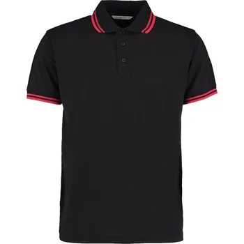 Pánské kontrastní piqué polo KK 409 black-red S