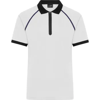 Pánské tričko Pánské polo se zipem JN 1308 white-black 3XL
