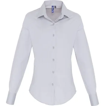 Dámská halenka Popelínová elastická halenka s dlouhým rukávem PR 344 silver XXL