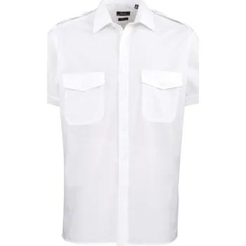 Pánská košile Pilotní košile s krátkým rukávem PR 212 white 37.