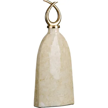 Váza Falanzo Home Váza 24 x 13 x 64 cm Sklo Zlatá Kov Bílá