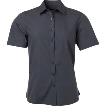 Dámská košile Popelínová halenka s krátkým rukávem JN 679 carbon S