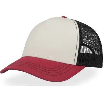 Kšiltovka 5 panelová Trucker kšiltovka Rapper Canvas-S white-burgundy-black onesize