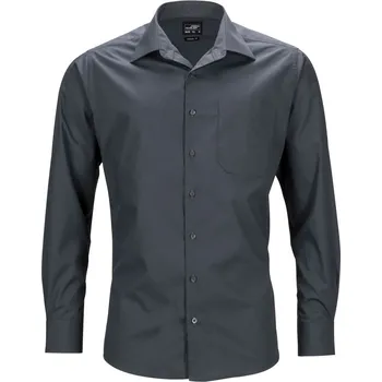 Pánská košile Popelínová business košile s dlouhým rukávem JN 642 carbon L