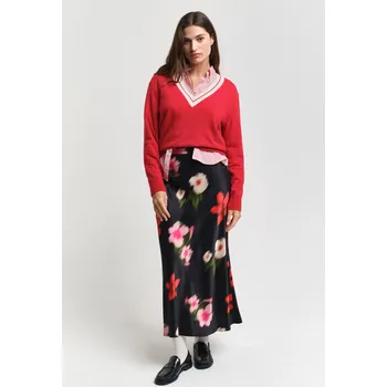 Dámská sukně SUKNĚ GANT MIDI FLORAL PRINT A-LINE SKIRT BLACK