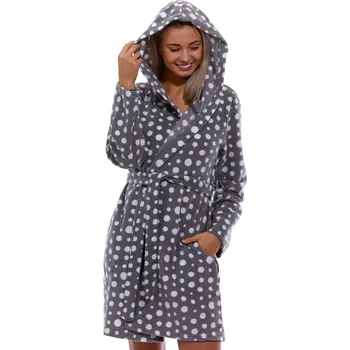 Dámský župan Šedý puntíkatý hřejivý župan pro ženy i slečny 1Z1609 šedá l