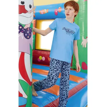 Chlapecké pyžamo Modré pyžamo pro kluky s Graffiti jump 1F0918 modrá 140-10-let