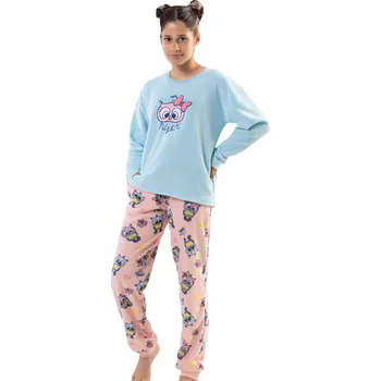 Dívčí pyžamo Extra teplé pyžamo holčičí Sovička babys 1T0401 růžová 122-128-7-8-let