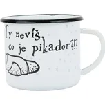 BELIS Smaltovaný hrnek 8 cm/0,35l, bílý "ČB/pikador" v krabičce