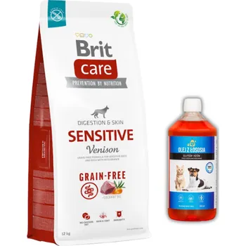 Krmivo pro psa Brit Care Sensitive Venison & Potato 12 kg + LAB V Lososový olej pro psy a kočky 500ml