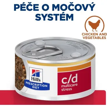 Pro kočku Hill's PD Cat C/D Multicare Urinary Stress Struvite/Oxalate Chicken Stew konz. 82g