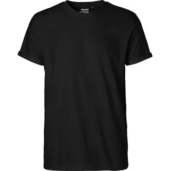 Pánské tričko Pánské bio tričko s ohrnutými rukávy O 60012 black L