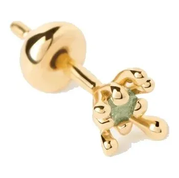 Módní doplněk PDPAOLA Pozlacená single náušnice Green Fleur Colors PG01-320-U + 2 měsíce na vrácení zboží