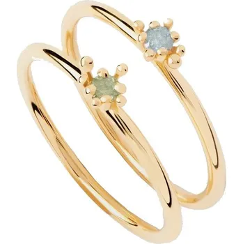 Prsten PDPAOLA Set pozlacených prstenů se zirkonem Les Fleurs Colors AN01-C94 54 mm + 2 měsíce na vrácení zboží