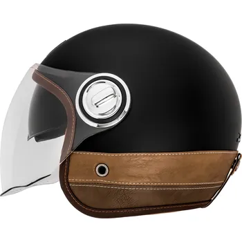 Helma na motorku Přilba heritage, nox premium (černá matná, hnědá kůže, vel. xs) 2025