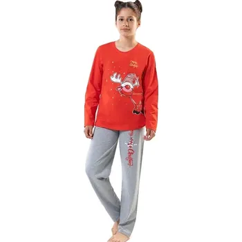 Dívčí pyžamo Dívčí pyžamo Merry Christmas Vánoční Sob 1F0777 červená 158-164-13-14-let