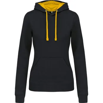 Dámská mikina Dámská mikina s kontrastní kapucí K 465 black-yellow S
