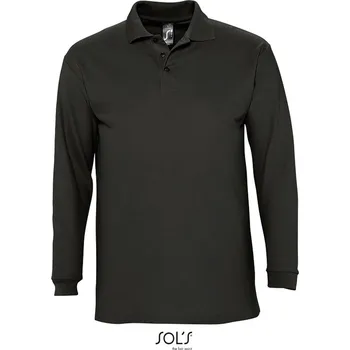 Pánská móda Piqué polo s dlouhým rukávem Winter II black L