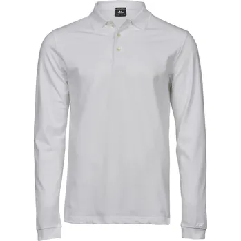 Pánské elastické piqué polo s dlouhým rukávem TJ 1406 white L