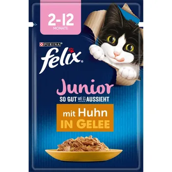 FELIX chutná tak dobře, jak vypadá, Pochoutka v želé Junior kuřecí 26 × 85 g