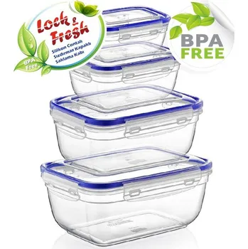 Dóza na potraviny box-sada 4ks, (0,31+0,57+0,98+1,68l), netek., nízký, plast