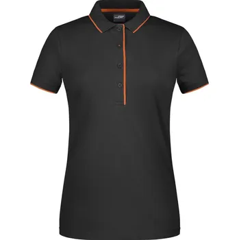 Dámské tričko Dámské piqué polo s kontrastní légou JN 727 black-orange L