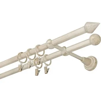 Garnýž kovová 160 cm dvouřadá - dvojitá 16 Hrot bílo-zlatá