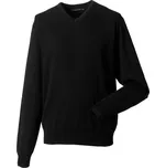 Pletený svetr s výstřihem do V 710M black 4XL