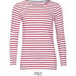 Dámské pruhované tričko s dlouhým rukávem Marine Women white-red XXL