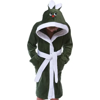 Chlapecký župan Župan froté dětský zelená khaki tmavá KRÁLÍČEK ZAJÍČEK UŠÁČEK 1T0455 zelená 134-140-9-10-let