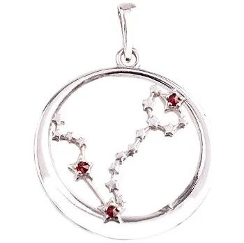 Přívěsek granát - stříbrný přívěsek - znamení ryby (1157-03) povrchová úprava: zlacené