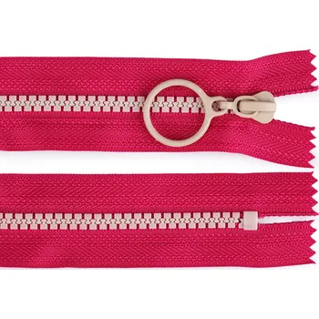 Zip Kostěný zip barevný No 5 délka 25 cm s ozdobným jezdcem, malé, 7 (145) růžová malinová béžová světlá