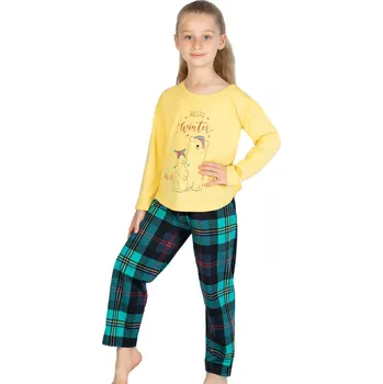Dívčí pyžamo - zimní zvířátka 1F0759 žlutá 134-140-9-10-let
