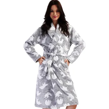 Dámský župan Šedý i bílý dámský huňatý delší župan lední medvědi do porodnice 1Z1703 šedá l