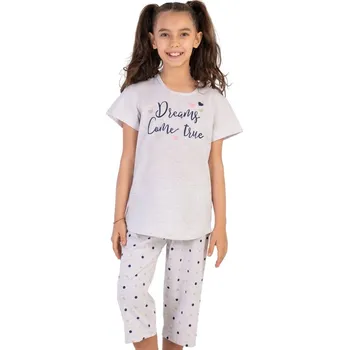 Dívčí pyžamo Šedé i modré puntíkaté dívčí pyžamo - Splněné sny 1F0872 šedá 110-116-5-6-let