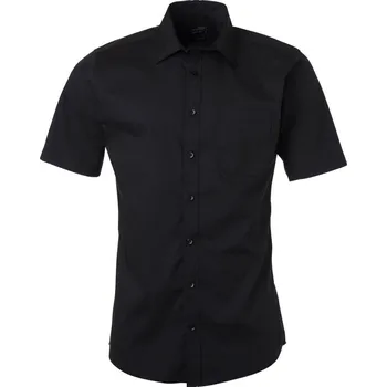 Pánská košile Popelínová košile s krátkým rukávem JN 680 black 3XL