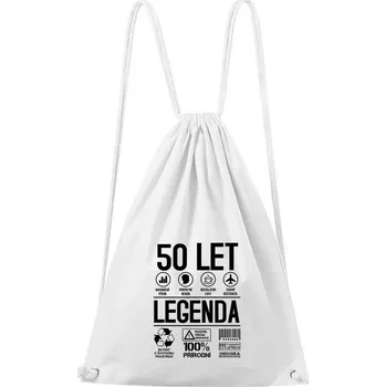 Sportovní batoh DOBRÝ TRIKO Bavlněný batoh 50 let legenda symboly Barva: Bílá