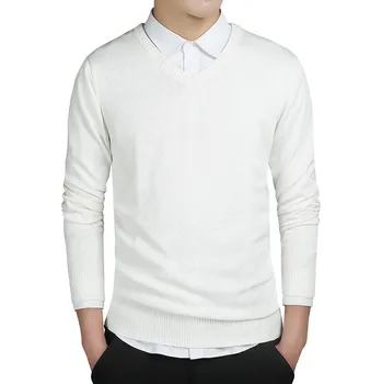 Pánský svetr Elegantní pánský svetr s malým výstřihem Barva: Bílá, Velikost: S