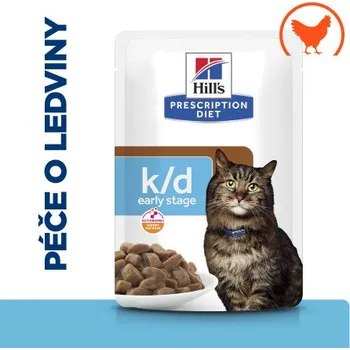 Pro kočku Hill's PD Cat K/D Kidney Care Early Stage Chicken kaps. 12x85g
