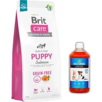 Volný čas BRIT CARE Dog Grain-free Puppy Salmon 12kg + LAB V Lososový olej pro psy 500ml