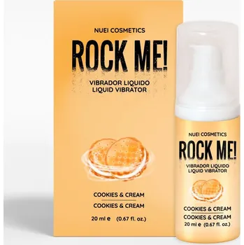 Lubrikační gel NUEI Rock Me! Liquid Vibrator Cookies & Cream 20 ml, stimulační gel s vibračním efektem a příchutí sušenek