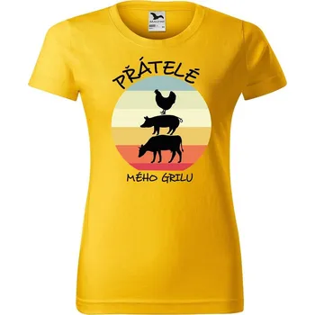 Dámské tričko DOBRÝ TRIKO Dámské tričko s potiskem Přátelé mého grilu Barva: Žlutá, Velikost: 2XL