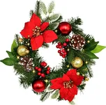 Věnec s červenou poinsettií 10 LED 30 cm