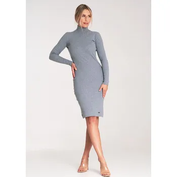 Oblečení a móda Bavlněné šaty se stojáčkem M1042 FIGL Barva: Šedá, Velikost: S