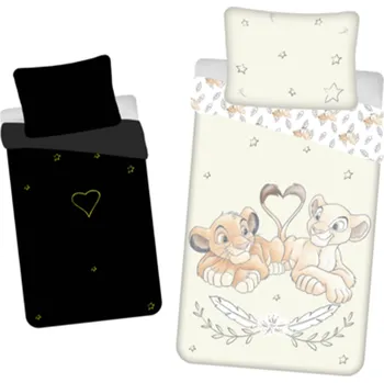 Povlečení Dětské bavlněné povlečení – Lví Král "Best friends" se svítícím efektem